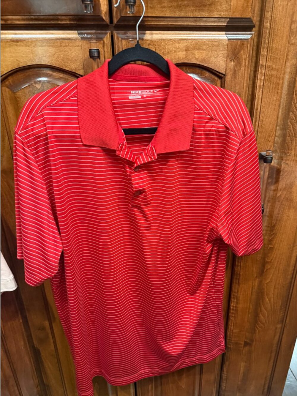 Nike Golf Red Striped Performance Polo Shirt